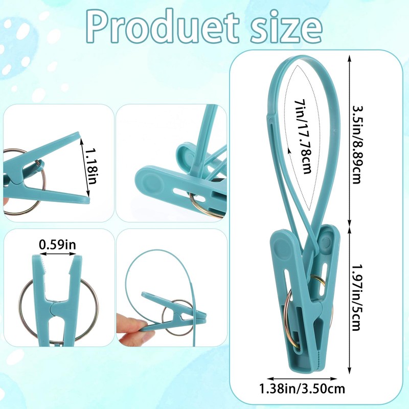 120 Pack Multi-Purpose Laundry Hanging Clips with Plastic Rope, Heavy