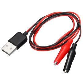 sourcing map Crocodile Clamps Test Wire, USB Male to Alligator Clips 60cm for Charge Testing Circuit Adapter Black Red Pack of 2