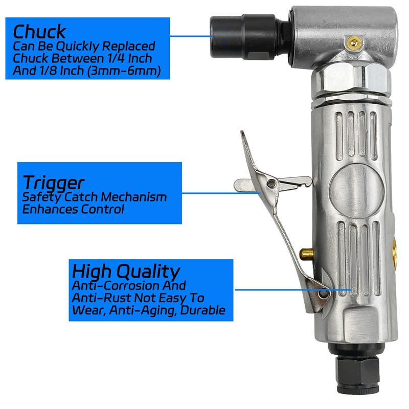 AeKeatDa 1/4'' Angle Air Die Grinder with 4 Pcs 2"