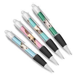 DV DESIGN Set of 4 Llama White Ballpoint Pens - Alpaca Animal Wild Nature Wildlife American Zoo Pattern Boys Girls Men Women Theme Pen #79417