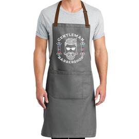 TEEAMORE Barber Apron Hairdressers Men Hair Stylist Salon Aprons Two Big Pockets Grooming Barbershop AshGrey D2