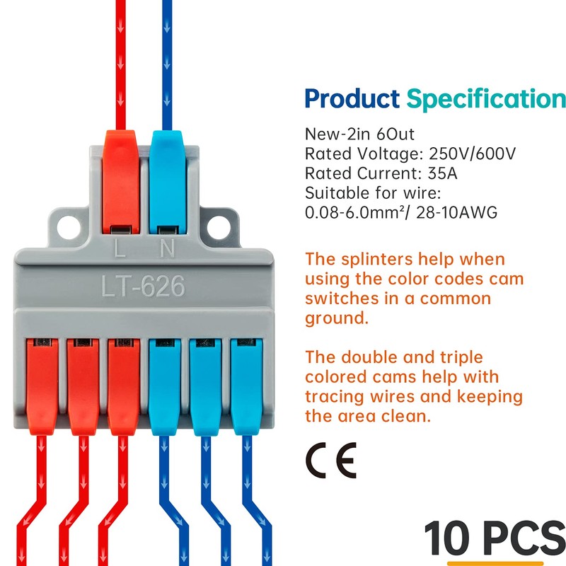GKEEMARS 10Pcs Lever Wire Connectors, Quick Disconnect Kit Cable Clamp