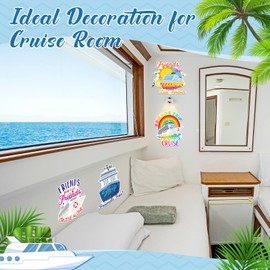 Hoteam Hoteam 4 Pcs Large Cruise Door Decorations Magnetic Friends Cruise Door Magnets Decor Waterproof Ship Anchor Life Preserver Ring Magnets Refrigerator Magnets for Cabin Stateroom