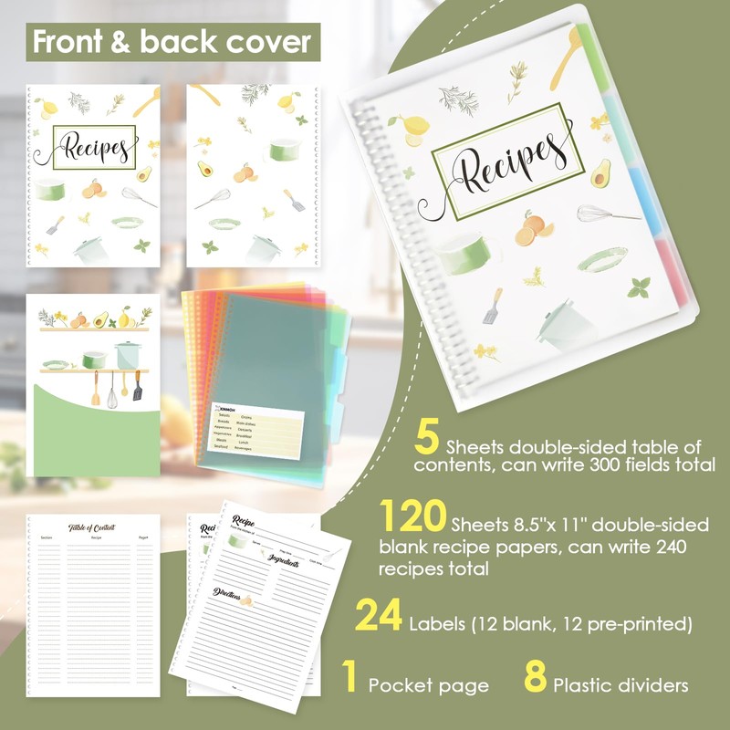 8.5" x 11" Recipe Book to Write in Your Own