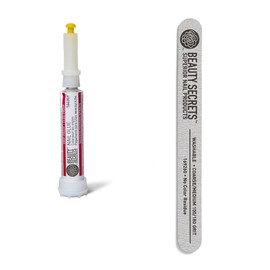 Beauty Secrets Drip & Clog Proof Nail Glue (1 Pack) Bundled with Zebra Cushion Nail File Medium Coarse 180/100 Grit by Beauty Secrets