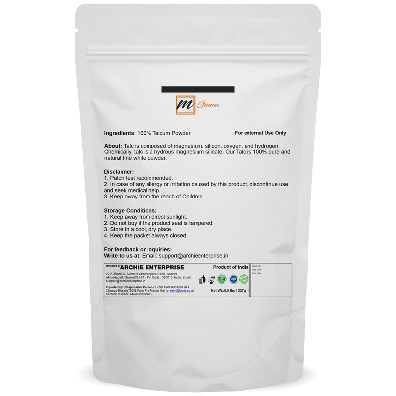mGanna 100% Natural Talc Powder for Facial Make-up and Cosmetic