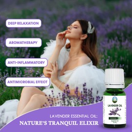 NPOW Lavender Essential Oils - Lavender Oil for Skin, Bath & Aromatherapy, Essential Oils Lavender Variety, Pure Lavender Oil Essence, Aroma Oil, Essential Oil Lavender Formula for Relaxation - 10ml