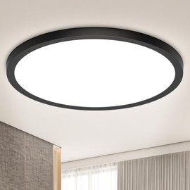 LED Ceiling Light Flat Round Ceiling Light - 18 W White Living Room Lamp 4000 K 1600 LM IP44 Modern LED Ceiling Light Black Bedroom Lamp Bathroom Lamp Ceiling for Cellar Hallway Kitchen Balcony Stairs