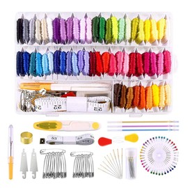 158pcs Embroidery Floss Kit,57 Color Embroidery Threads Floss Cotton Cross Stitch Threads Tool Kits with 30pcs Embroidery Needles for Knitting,DIY Making Cross Stitch