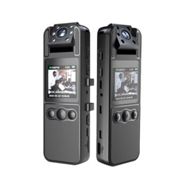 Yoidesu Grabadora de Video Clip para Espalda 1.3" Pantalla a Color Tipo C 670mAh 1920x1080 Lente Giratorio 180° Visión Nocturna Infrarroja Cámara HD p