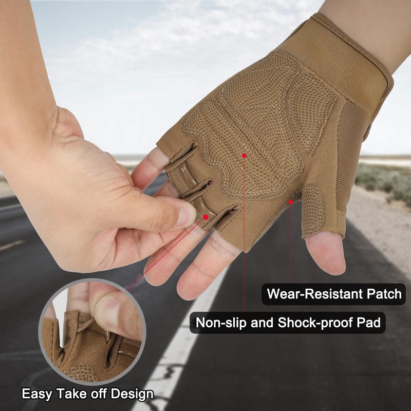 FIORETTO Fingerless Gloves for Airsoft Shooting Half Finger Hunting Hiking
