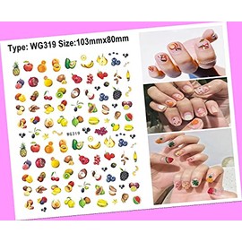 Fruit Blueberry Strawberry Raspberry Berry Cranberry Leaf 3D Nail Sticker Wg319 for Nails Design Nail Art Stickers Decals Supplies Manicure Tips Sticker Colorful for Nail Decorations