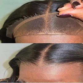 Aorbige 13x4 Long Deep Parting HD Swiss Lace Melt Skin Lace Closure Raw Hair Materials Straight Style Much Fuller with Natural Hair Line Human Hair Natural Black Color (HD 13x4 lace frontal, 14inch)