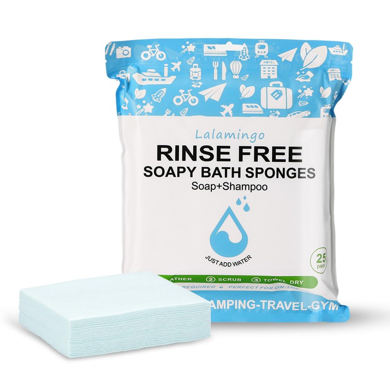 Bulk Disposable Rinse Free Bath Sponges, No Rinse Bathing Wipes