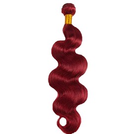 Lakaisa Body Wave Human Hair Bundles #99J Burgundy Human Hair Extensions Human Hair Real Hair Weft Extensions Sew-in Hair Single Bundle Real Hair Low Shedding for Woman 26 Inches