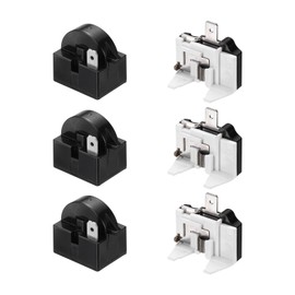 sourcing map 3 Set PTC Refrigerator Starter Relay 4.7 Ohm 1 Pin and 1/2HP Freezer Overload Protector for Fridge Cooler Compressor