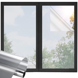 ADD.HERES Window Privacy Film One Way Daytime Privacy Static Cling, Mirror Vinyl Roll Heat Control Anti UV Window Tint for Home and Office,Non-Adhesive Window Film,Silver, 17.5" x 78.7"