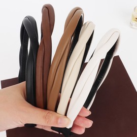 YISSION Braided Headbands for Women Non Slip Twisted Thin Head Bands with Teeth Leather Hairbands Black White Headband Hair Accessories for Women Girls