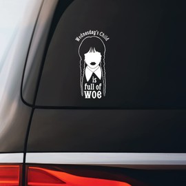 Wednesday's Child is Full of Woe Sticker Decal Notebook Car Laptop 2.5"x5.5" (White)