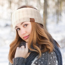 DRESHOW Winter Headbands for Women Fuzzy Fleece Lined Ear Warmer Headband Knit Thick Warm Crochet Headband Cold Weather Accessories