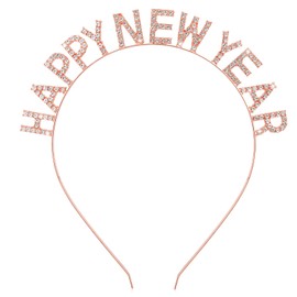Happy New Year Headband Hairbands Rose Gold Crystal Merry Christmas Crown New Year Hair Hoop Headpiece Christmas Party Headdress New Years Eve Party Supplies 2023 New Year Party Favors Decorations