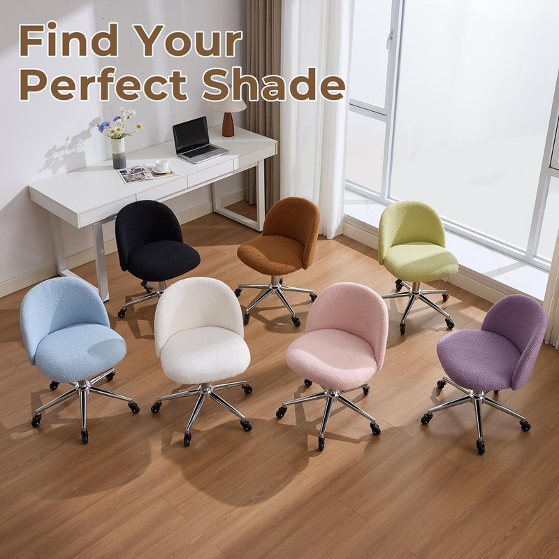 Home Office Chair with Quiet Wheels - Armless Vanity Chair