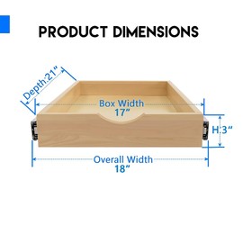 Couver Soft Close Slide Out Fully Assembled Pull Out Cabinet Drawer Slide Out Wood Organizer for Kitchen, Finished, Side Assembly 17" W x 3" H x 21" D