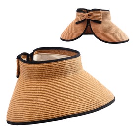 JJDreams Foldable Summer Hat Straw Hat with Velcro Visor Cap Peaked Cap Baseball Cap Sun Shield with Large Wide Brim for Outdoor Sports Beach Hat Golf Tennis, black