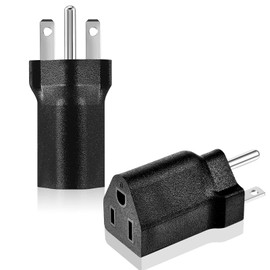 Flutesan 2 Pieces 6-15P to 5-15R US Plug Adapter 3 Prong Electrical Converter Plug 15 Amp to 10 Amp Power Adapter, 120V to 240V, Black