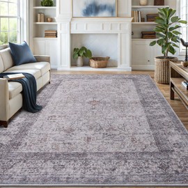 Vanmoos 8x10 Area Rugs for Living Room, Bedroom - Machine Washable, Non-Slip Bedside Rug, Large Soft Floor Carpet for Office, Dining Room, Farmhouse and Home Decor, Rustic Vibes/Taupe