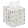 MyGift Decorative White Woven Square Tissue Box Holder with Easy
