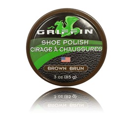 GRIFFIN Shoe Polish Paste (Brown) - Polish for Leather Shoes and Other Goods (1.125 oz.) - Made in The USA