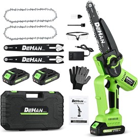 DehanTools Cordless Chainsaw 6/8/12 Inch, 1000W Brushless, Handheld Chain Saw for Trimming Tree Branches, Wood Cutting & Pruning:_6" Chainsaw