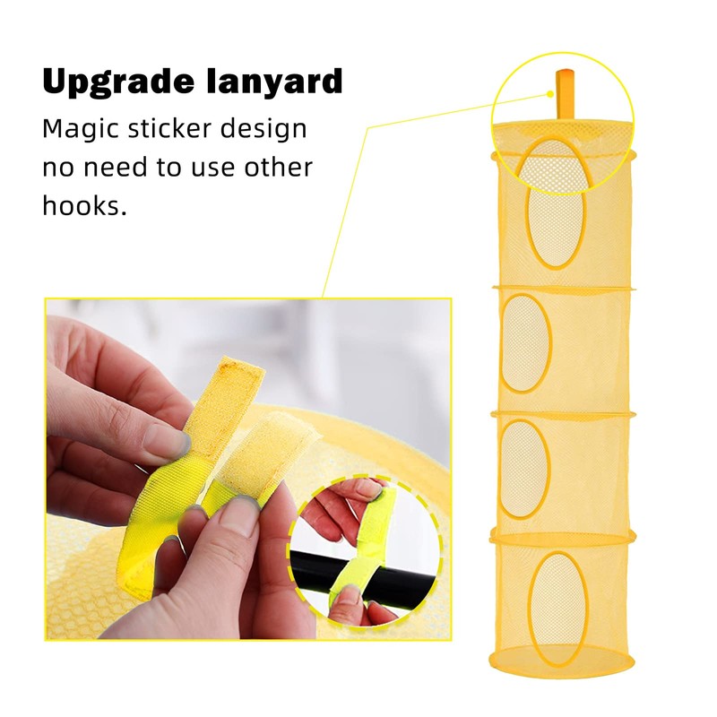 Hanging Mesh Storage Bag, Hanging Toy Storage, 4 Tier Compartment