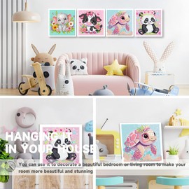 WEMEON 4 Pack Diamond Art Kits for Kids- Diamond Painting Crafts for Kids Ages 4-8-12, Diamond Art Painting Birthday Gifts for Girls and Boys(6x6inch)