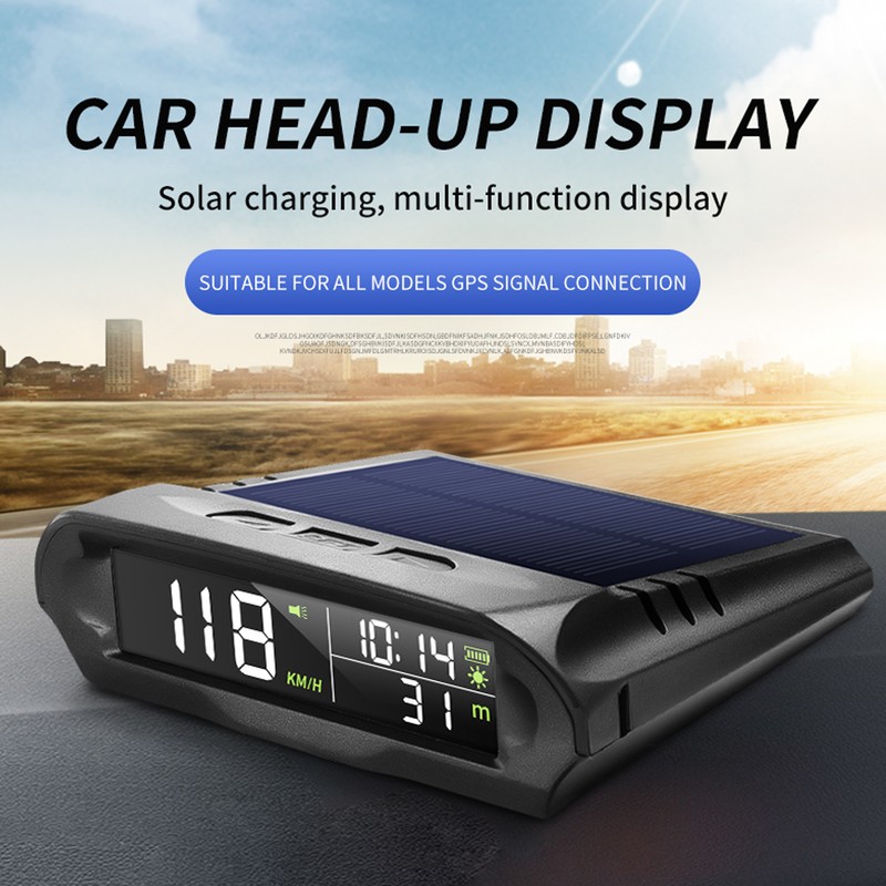 Smart HUD Display Digital Solar Charged Displays Time Temp Over