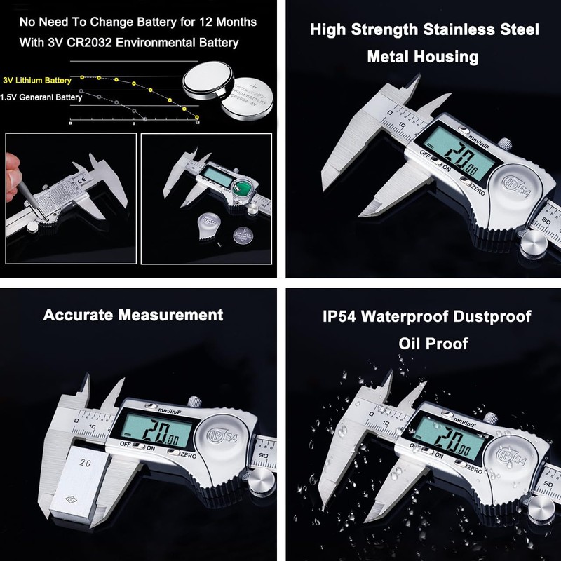 Kynup Digital Caliper, Caliper Measuring Tool Outside Micrometer, Vernier Dial