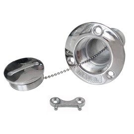 keehui New Casting Mirror- Polished 316 SS for 1-1/2''(38MM) Marine Boat Yacht Caravan -Metal Letter Fuel Tank Deck Fill Filler with Key Cap and Key