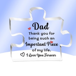 AMZQ Dad Gifts- Delicate Dad Birthday Gifts from Daughter Son - Fathers Day Thanksgiving Christmas Birthday Gifts for Dad, Dad Acrylic Block Puzzle Piece Decorations Ideas