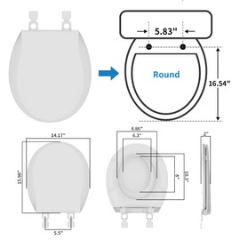 Hibbent Potty Training Toilet Seat, Built-in Magnetic Seat, Lid with Oval Cover, Never Loosen and Slow Close Convertible Toilet Seat for Kids, Adult and Child (White, Round)