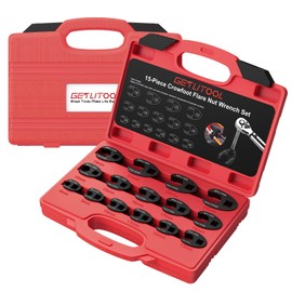 GETLITOOL 15Pcs 1/2" Drive Crowfoot Wrench Set, CRMO Steel Crows Foot Wrench Set for Men's Gift, Oil Pipe Wrenches with Black Phosphate Coating for Automotive and Plumbing, 10mm to 19mm