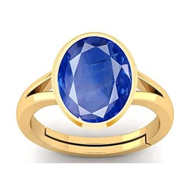 Natural Certified Original Blue Sapphire Gemstone 5.55 Carat birthstone 22k Gold Plated Ring Oval shape/stone ring/promise ring/gift ring for Men Or Women's