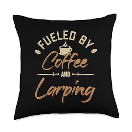 Kit LARP Costumes Men Beginners Accessories Gifts Fueled by Coffee Armor Weapons LARP Throw Pillow, 18x18, Multicolor