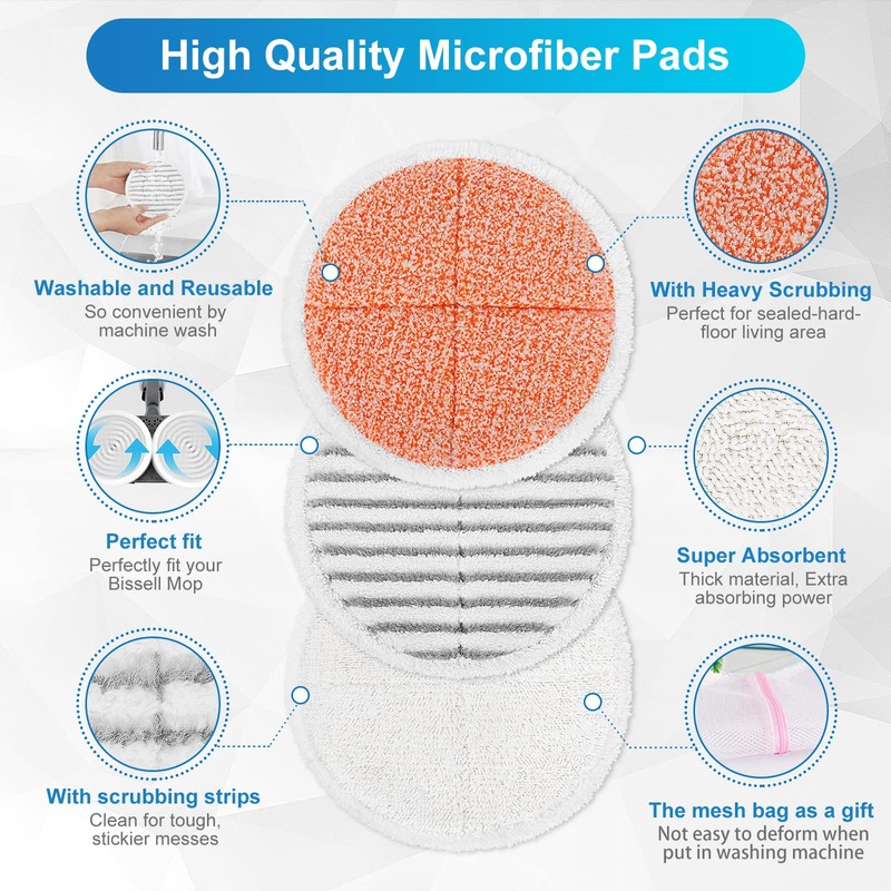 KEEPOW Spinwave Replacement Pads Compatible with Bissell Spinwave Powered Hard