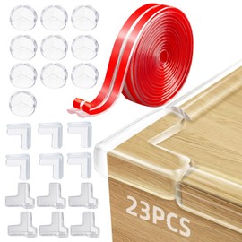 23PCS Esquineros Protectores Y Bordes para Niño,Tira Protectora Borde 10mm*3 m + 22 Esquinas para Muebles, Protector de Mesa Transparente para Seguridad Niños, Anticolisión Proteccion de Bordes