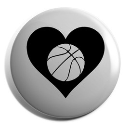 Hippowarehouse Heart Basketball Badge Various Sizes 38mm 50mm 75mm
