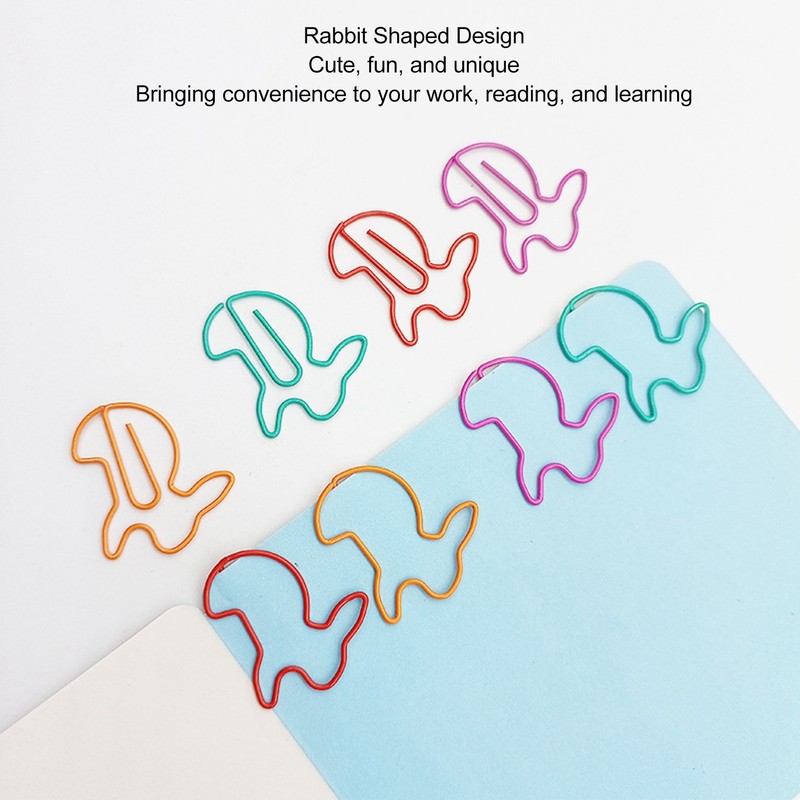 100pcs Paper Clips Prevent Slip Cute Rabbit Shaped Decorative Bookmark