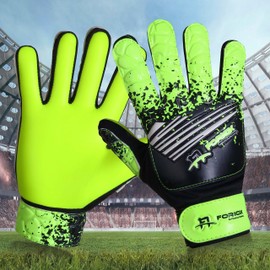 Foriox Football Goalkeeper Gloves For kids Boys Youth Children Adults Soccer Goalie Glove with Super 3mm Grip Latex Palms Available In Bright Eye-Catching Colors (Yellow, Size 10)