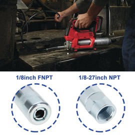 ECSiNG 2PCS Grease Gun Couplers Compatible with Milwaukee 2446-20 2646-20 2646-21CT 2646-22CT 49-16-2649 Connection 1/8 Inch FNPT Internal Thread 1/8-27 Inch NPT Silver