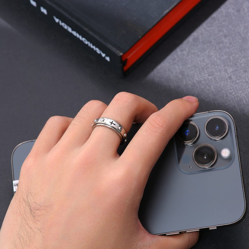 Adreamz 6mm Spinner Rosary Ring for Anxiety Relief Fidget Spinner